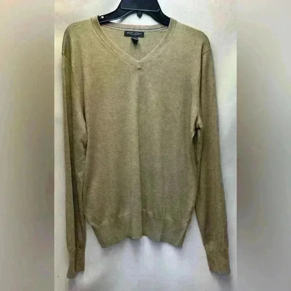 Banana Republic Men’s V-neck Pullover Sweater Silk Linen Blend Size Medium